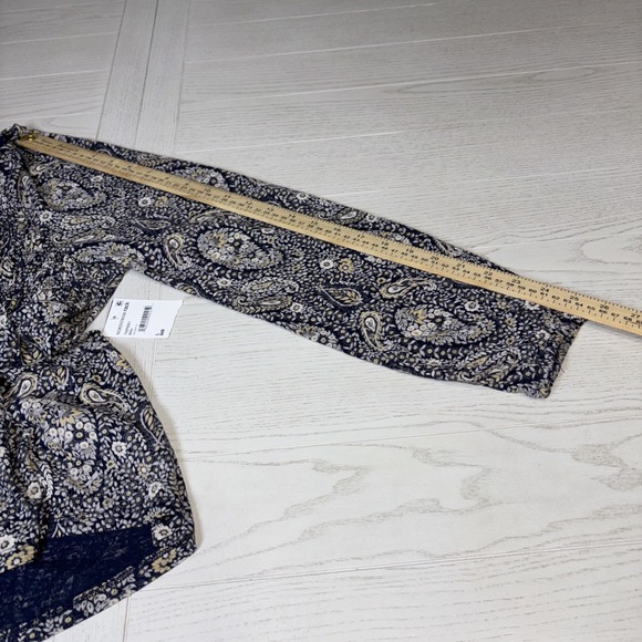 Lucky Brand Paisley Smocked long sleeve top Size Large  Boho, Multicolor Indie - Picture 9 of 10